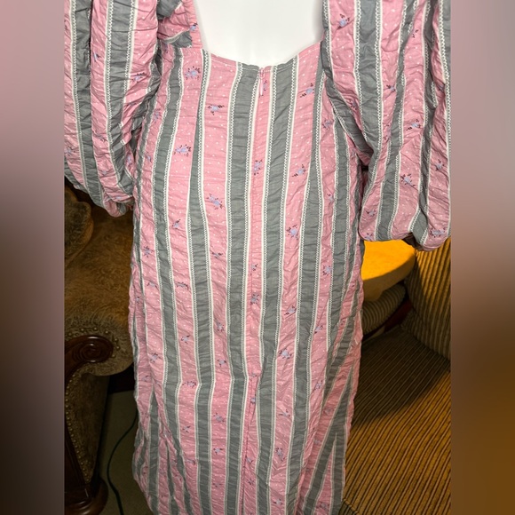 Ganni Pink and Gray Striped Long Sleeve Dress - Picture 8 of 9